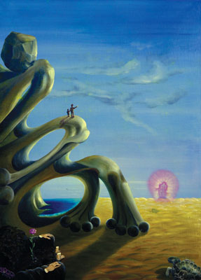 Oil painting First Revelation of Unknown Energy by Lubo Kristek, 1974