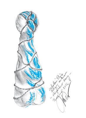 Kristek’s sketch of sculpture covered with sheet.