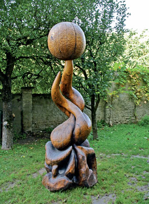 Wooden sculpture Soul by Lubo Kristek 1983